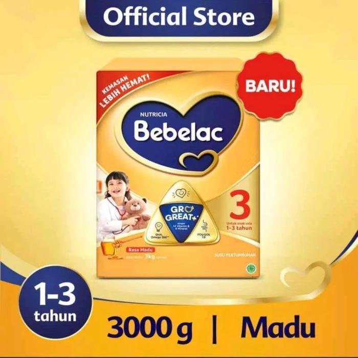Gambar SUSU BEBELAC TAHAP 3 ( 1-3 TAHUN 3KG / 3000G) RASA VANILA / MADU - MADU dari BEIBY.MART undefined Tokopedia