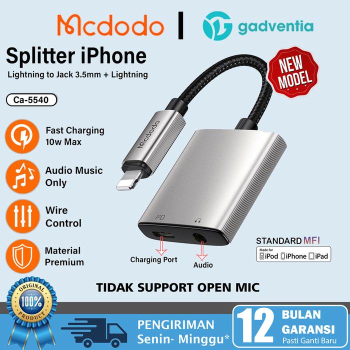 Gambar MCDODO LIGHTNING AUDIO ADAPTER FOR IPHONE MUSIC HANDSFREE JACK 3..5MM - CA-5540 dari GADVENTIA undefined Tokopedia