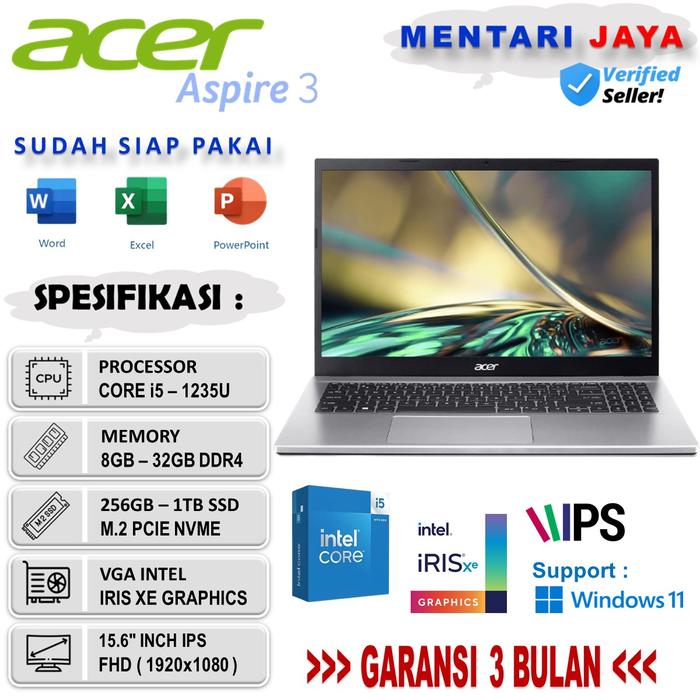 Gambar laptop acer core i5 gen 12 ram 32gb ssd 512gb windows 11 baru murah - i5-1235U/3BLN, 16GB/512SSD dari Mentari Jaya Komputer_NEW undefined Tokopedia