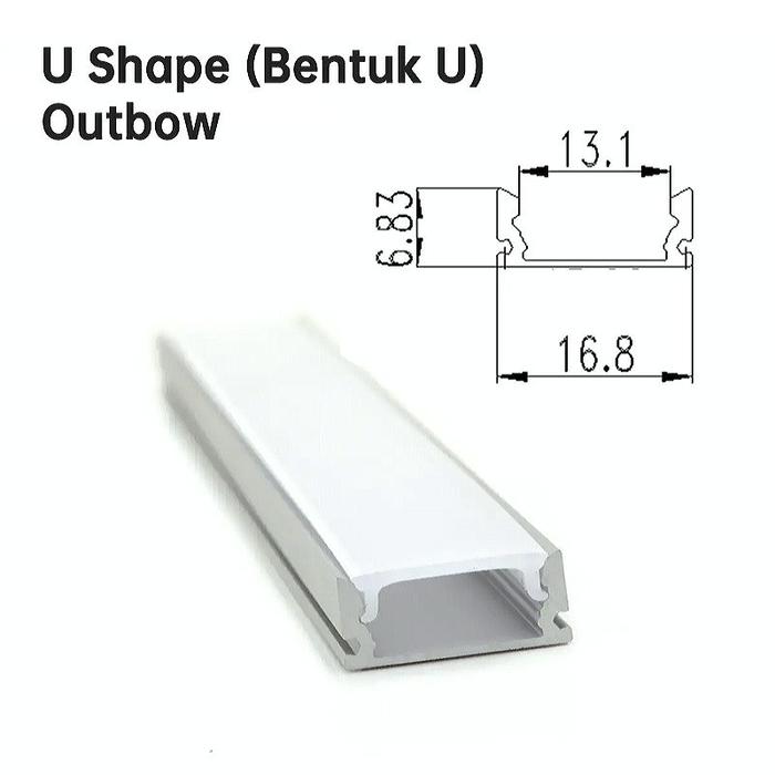 Gambar Aluminium Profil / Cover Lampu Aluminium Kap Led Strip 1m / 100 cm Pelindung Lampu Strip khusus - U Shape Frosted dari DhevaOlshop_NEW undefined Tokopedia