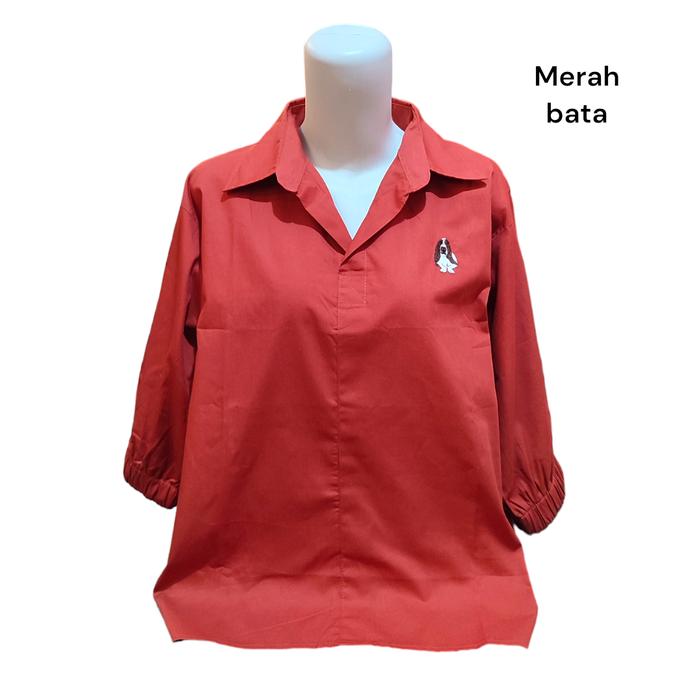 Gambar Kemeja Fashion Warna Warni Tangan 3/4/ Kemeja Katun Adem Size L- XL - Merah bata, Ld 116 cm dari KEC Fashion undefined Tokopedia