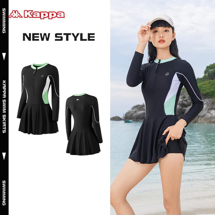 Gambar Kappa Girls‘  Swimdress One-Piece Cool Black Dress Fashion Young Women Beach Swimming - black-green, L dari kappa swim undefined Tokopedia