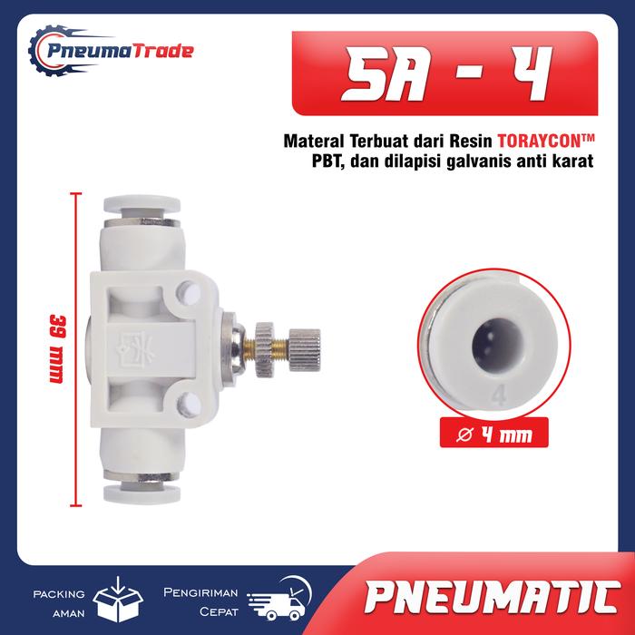 Gambar Flow / Speed Control Valve 6 mm - Pneumatic Quick Fitting / Connector SA -  SA-4 dari PNEUMATRADE undefined Tokopedia