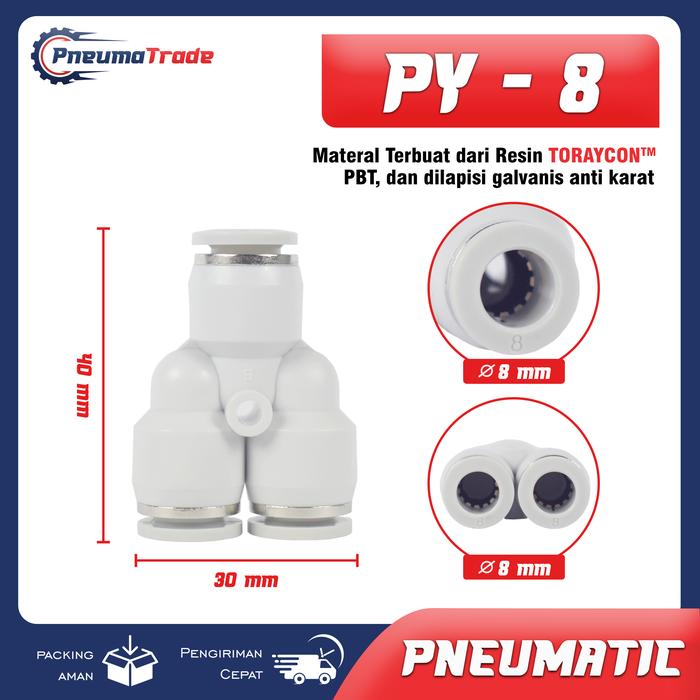 Gambar FITTING Y FITTING PNEUMATIC PY - PY-8 dari PNEUMATRADE undefined Tokopedia