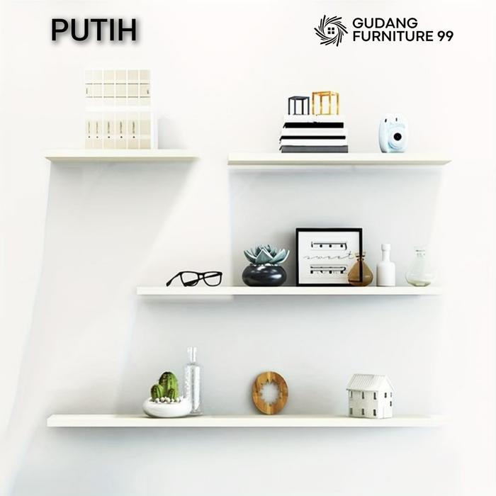 Gambar 1 set isi 4 pcs Ambalan, panjang 30, 60, 90,120 cm, ambalan  dinding minimalis / paket hemat ambalan dinding. - Putih, LEBAR 12 CM dari gudang furniture 99 undefined Tokopedia