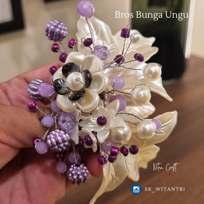 Gambar bros bunga ungu - Ungu A dari witan craft undefined Tokopedia