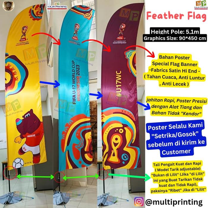 Gambar Flag Banner+ Feather Flag 5 meter+ Flag Banner 5m + Flying Banner 5m + Cetak Poster - 1 sisi dari Multi Printing Group undefined Tokopedia