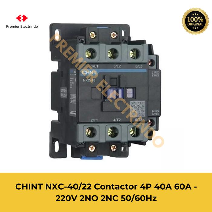 Gambar Contactor CHINT NXC-40/22 4P 40A 60A 220V 2NO 2NC 50/60Hz - Kontaktor CHINT ORIGINAL dari PREMIER ELECTRINDO undefined Tokopedia