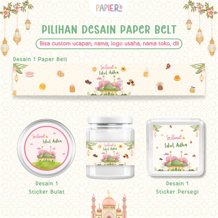 Gambar Paper Belt Sticker Sleeve Label Segel Toples Jar Box Lebaran Idul Adha Mubarak - Desain 1, PB 25x5 (min30) dari Papier_id undefined Tokopedia