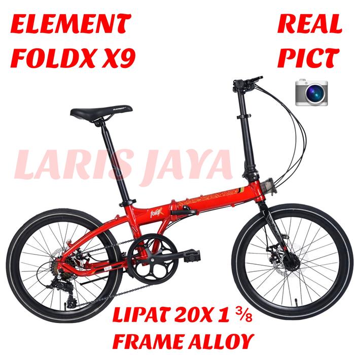 Gambar SEPEDA LIPAT ELEMENT FOLDX X9 FRAME ALLOY , LIPAT 20 INCH (20X1⅜) ATAU SEPEDA LIPAT 22 INCH ELEMENT - Red dari LARIS JAYA SEPEDA undefined Tokopedia