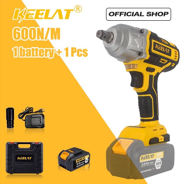 Gambar KEELAT KID006 Cordless Brushless Impact Wrench 600 N.M - 1 Btr + 1 P dari danurstore.1 undefined Tokopedia