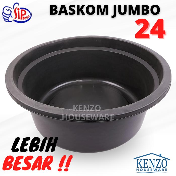 Gambar Baskom Bak Karet Hitam Plastik Anti Pecah Besar Jumbo Ember Cuci Baju - HITAM 24 SIP dari KENZO HOUSEWARE undefined Tokopedia