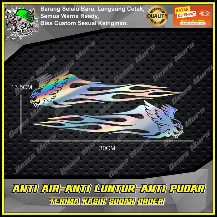 Gambar Cutting Sticker BURUNG ELANG TRIBAL API SEPASANG (KANAN KIRI) Cocok Buat Motor Dan Mobil - Hologram, L30cmXT13.5cm dari DewaMurs undefined Tokopedia