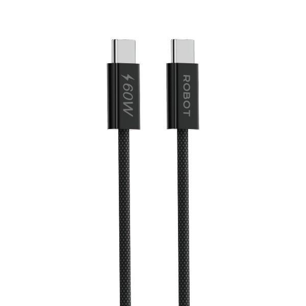 Gambar ROBOT Data Cable RCC60W Fast Charging Type C-to-C 60W Original - Garansi 1 Tahun - Black dari ROBOT Audio Indonesia undefined Tokopedia