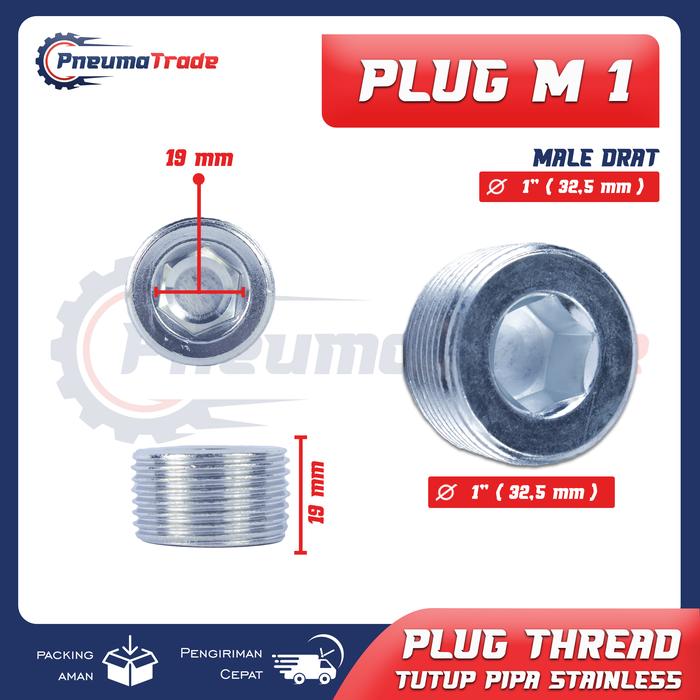 Gambar Baut Tutup As Skok socket tutup pipa hex thread socket Male internal Plug Thread Male Tutup Pipa stainless 1"-1 1/4"-1 1/2"-2" - HEX 1" dari PNEUMATRADE undefined Tokopedia