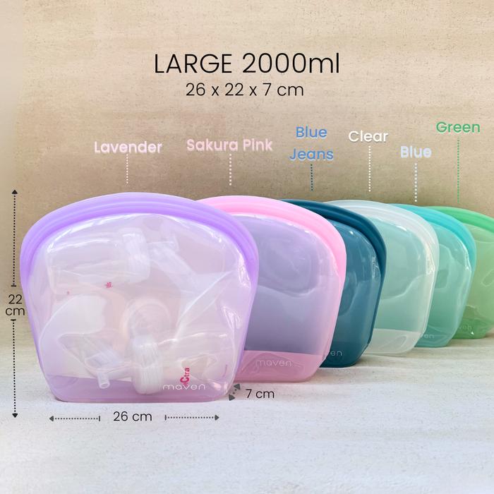 Jual MAVEN LARGE 2000ml Silicone Bag Food Grade Leakproof Ruby