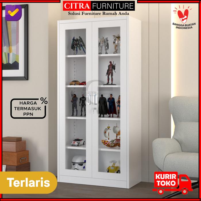 Gambar SHUMO Lemari Hias Pajangan Kaca Action Figure | Rak Display Gundam Lego | Kabinet Besi Swing Minimalis - WHITE, DIRAKIT dari Citra furniture undefined Tokopedia