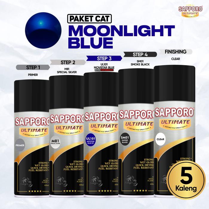 Gambar Paket Cat Moonlight Blue / Sapporo Ultimate / Cat Semprot Aerosol - C81 CLEAR GLOSS, B12 PRIMER GREY dari Sapporo Ultimate undefined Tokopedia