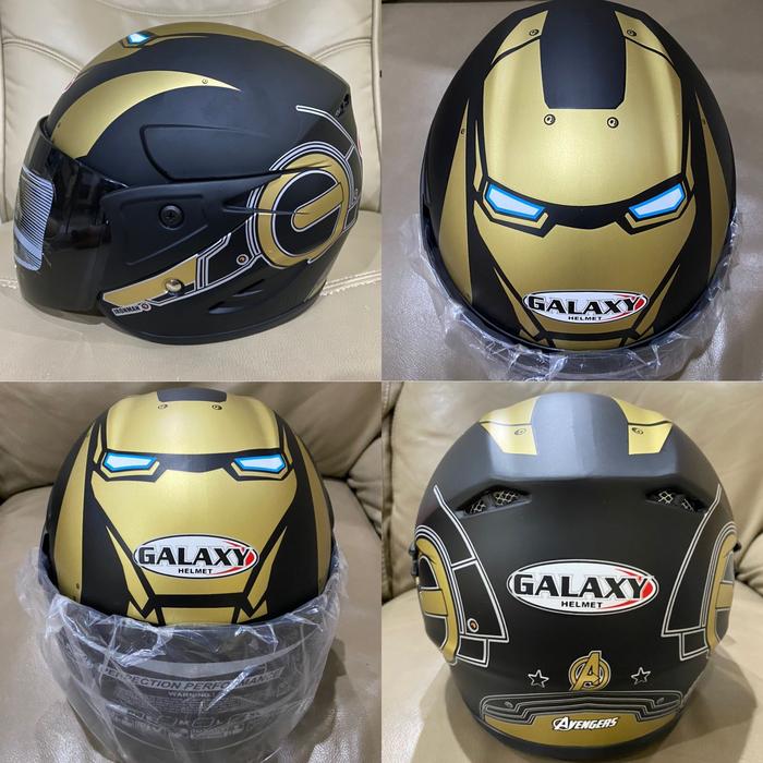Gambar Helm SKY Anak 5 - 10 Tahun SNI Terlaris - Iron Man Hitam dari Bos PinPun undefined Tokopedia
