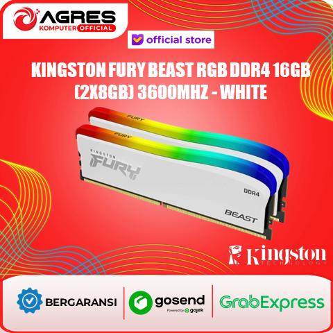 Promo Kingston Fury Beast RGB DDR4 16GB (2x8GB) 3600Mhz WHITE