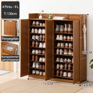 Gambar Lemari Sepatu / Rak Sepatu Kayu Minimalis / Rak sepatu Tertutup - 4 Pintu/9 Lapis dari grosirjakarta3699 undefined Tokopedia