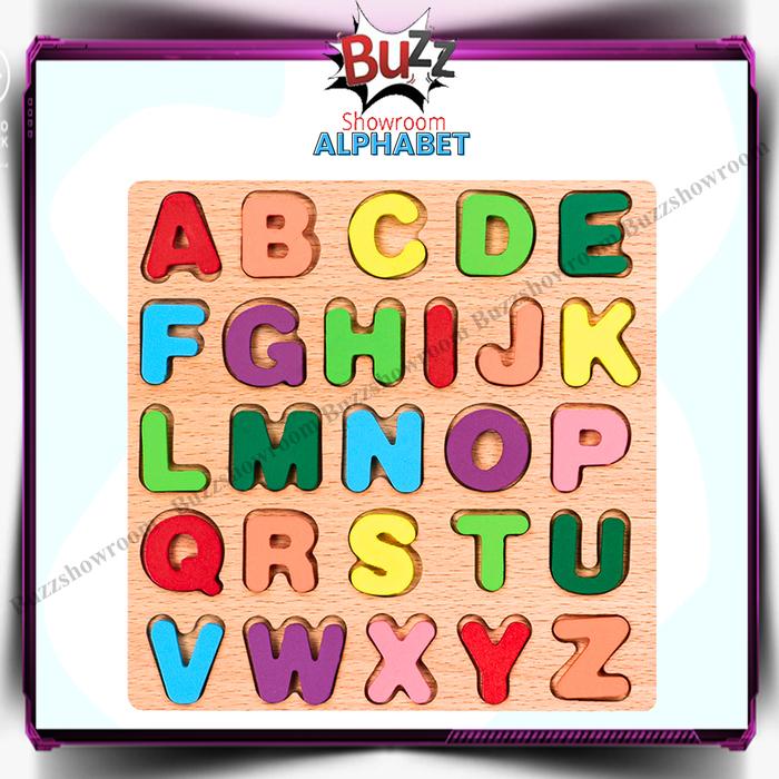 Gambar Puzzle Kayu 3D Huruf Angka Wooden Mainan Edukasi Anak Blok Montessori Geometri - Alphabet dari Buzzshowroom undefined Tokopedia