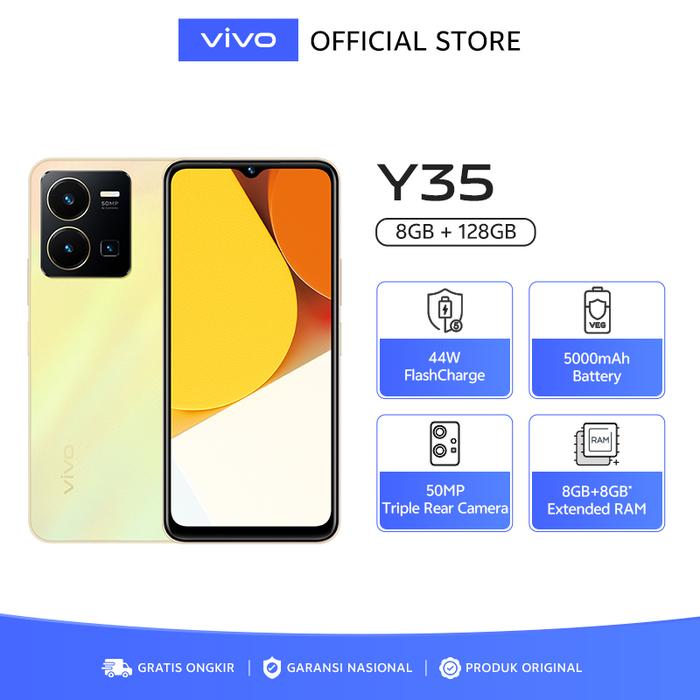 Gambar [Flash Sale] vivo Y35 (8/128) - RAM 8GB+8GB Extended, 44W FlashCharge+ - Dawn Gold dari vivo Indonesia undefined Tokopedia