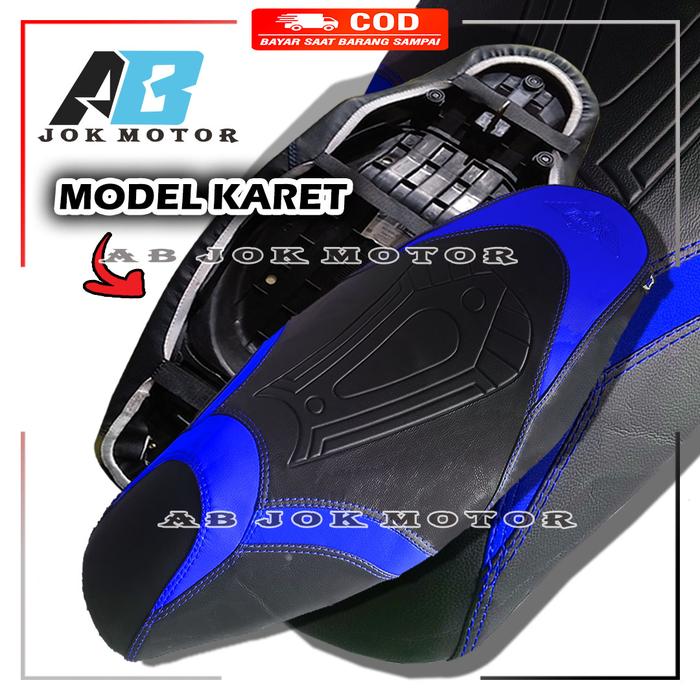 Gambar KULIT JOK MOTOR MODEL PERISAI LANGSUNG PAKAI VARIO-BEAT-SCOOPY-NMAX-AEROX-PCX - BIRU STAPLES, REQUES MOTOR dari AB jokmotor undefined 5 Tokopedia