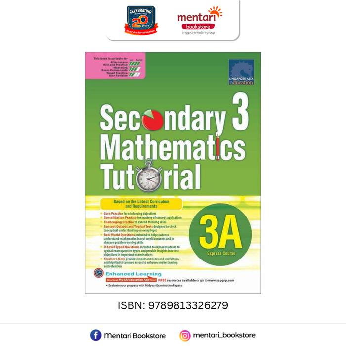 Gambar SAP Secondary Mathematics Tutorial | Buku SMP - Level 3A dari Mentari Books Indonesia undefined Tokopedia