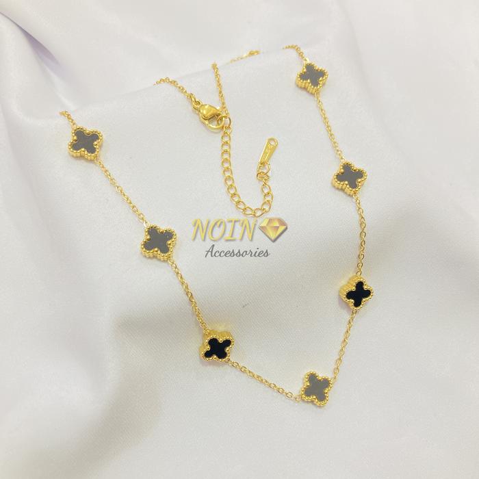 Gambar Kalung Rantai Titanium 7 Clover four Leaf Simple Korean Style Fashion - Gold dari Noin Accessories Offcial Store undefined Tokopedia