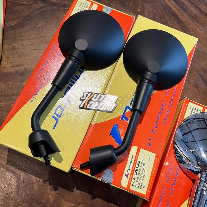 Gambar DANMOTOR mirror spion set standart original Bulat Vespa Primavera LX GTS iget abs - black matte dari skuterkoloni undefined 4 Tokopedia