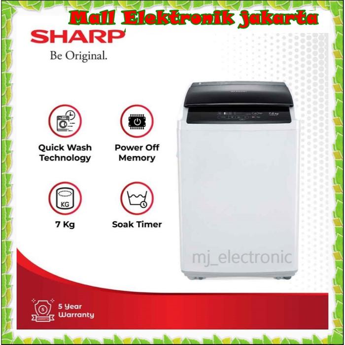 Gambar Mesin Cuci SHARP 7 kg Top Load ES-G876P-GY Quick Wash Series dari Mall Elektronik jakarta undefined Tokopedia