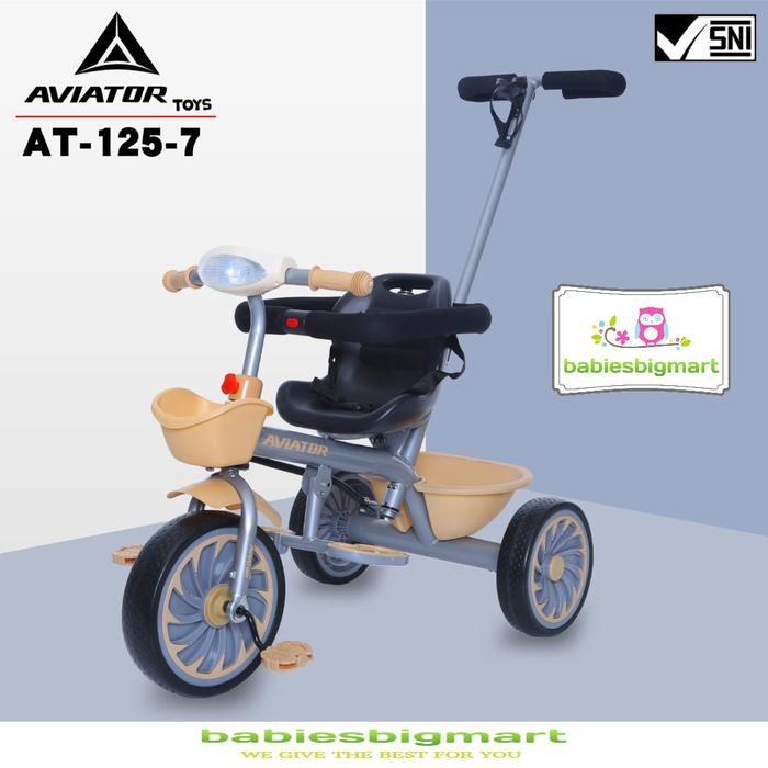 Gambar Sepeda Anak Roda 3 Tiga Tricycle Aviator AT 125-7 Dorongan Ada Music Lampu - AT-125-7 ABUABU, KARDUS SAJA dari babiesbigmart undefined Tokopedia