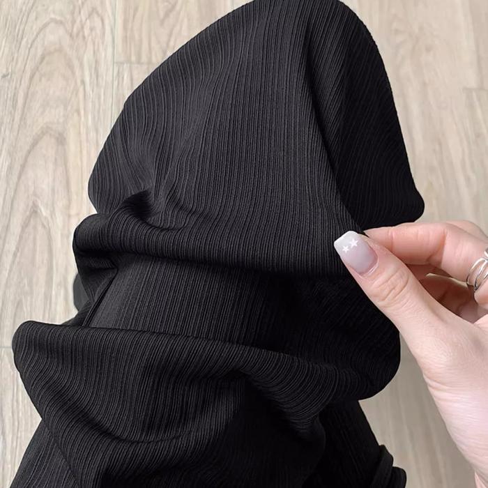 Gambar High Waist Knit Celana Kulot Wanita Pinggang Karet Tali Rib Stretch - Black, S dari Heve Fashion undefined Tokopedia