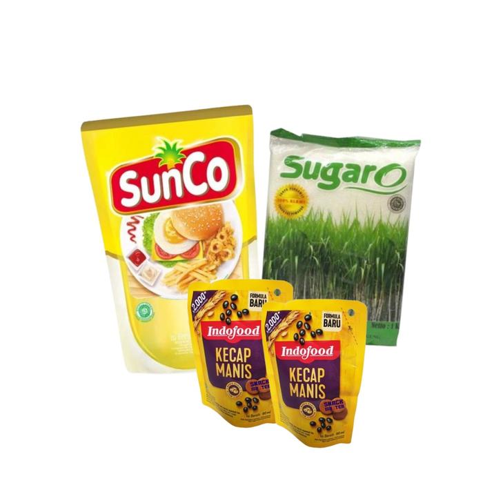 Gambar PROMO BUNDLING SUNCO MINYAK GORENG 1L + SUGAR O GULA 1KG + KECAP MANIS REFILL 77GR (2BKS) dari TOKO BEN 23 undefined Tokopedia