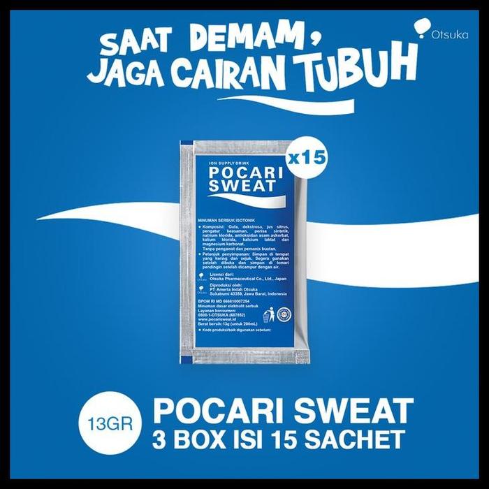 Gambar -Pocari Sweat Sachet 13Gr 3 Box (15 Sachet) Terlaris Originalll 100% dari Bernarisan undefined Tokopedia