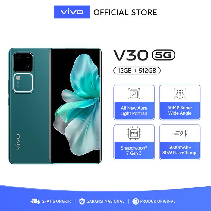 Gambar vivo V30 5G (12+12GB/512GB) - Aura Light Portrait, 80W FlashCharge - VV168NRML - Hijau dari vivo Indonesia undefined Tokopedia