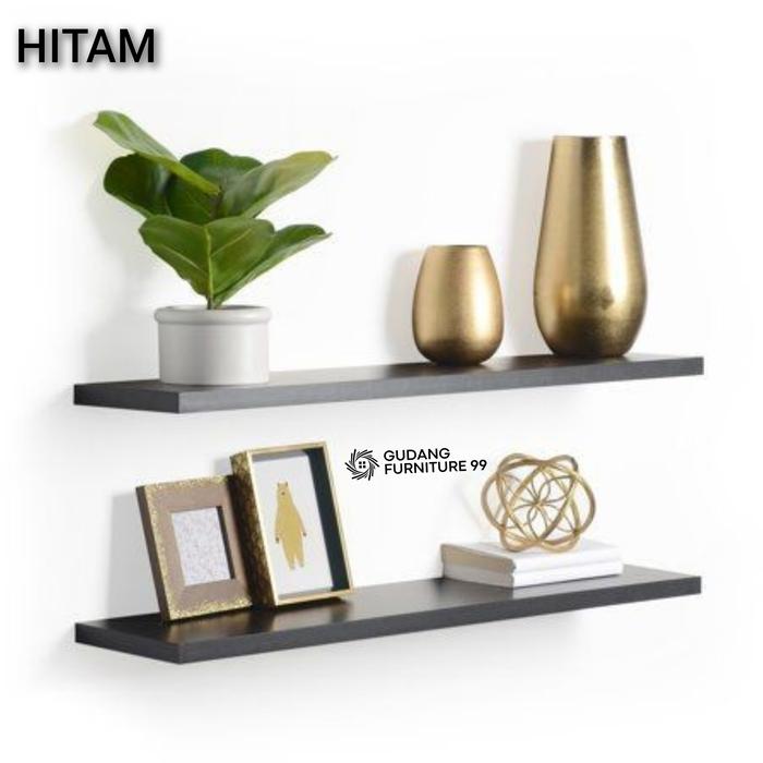 Gambar Ambalan Panjang 100 cm , Lebar 20 cm,  Tinggi 2 cm / Ambalan Dinding Minimalis , Ambalan Decorasi. - Hitam, 80 x 20 x 2 cm dari gudang furniture 99 undefined Tokopedia