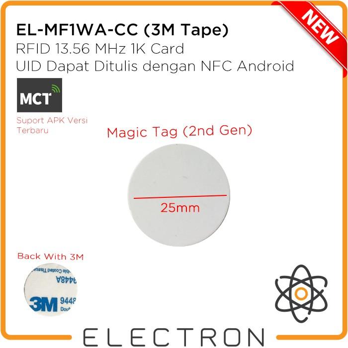 Gambar EL-MF1WA-CC RFID 13.56 MHz 1K Coin Card Android Rewritable UID NFC Tag - Lem (3M Tape) dari Electron ID_NEW undefined Tokopedia