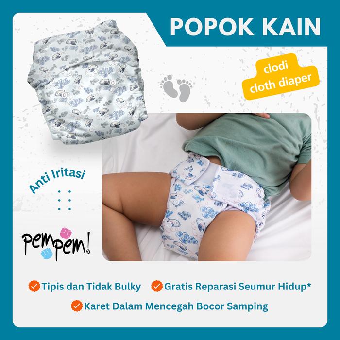 Gambar Popok kain bayi cuci ulang clodi klodi cloth diaper pempem motif CLA09 - Velcro dari EPSILON stores_NEW undefined Tokopedia