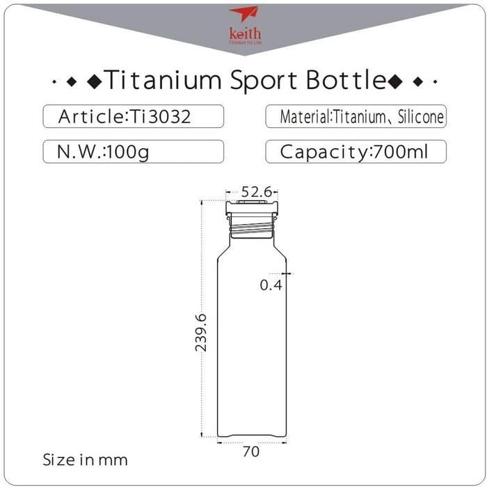 Gambar Keith Titanium Ti3032 700ml Botol Minum Bottle Ultralight Camping - 700 ml dari amcindo undefined Tokopedia