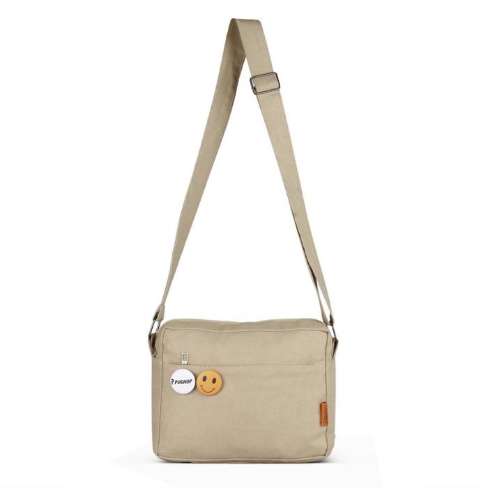 Gambar Slingbag Kanvas Makoto Tas Selempang - Unisex ( FREE PIN ) - Cream dari IMAY Jaya undefined Tokopedia