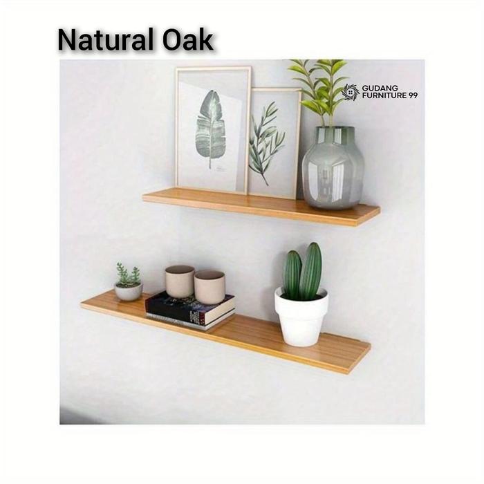 Gambar Ambalan Panjang 100 cm , Lebar 20 cm,  Tinggi 2 cm / Ambalan Dinding Minimalis , Ambalan Decorasi. - Natural Oak, 80 x 20 x 2 cm dari gudang furniture 99 undefined Tokopedia