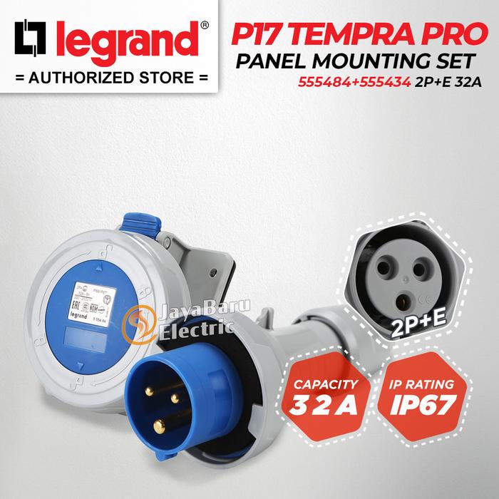 Gambar Legrand Paket 1 Set Plug Panel Mounting Socket 2P+E / 3 Pin 32A IP67 - Plug Socket Set dari Sinar Jaya Baru_NEW undefined Tokopedia