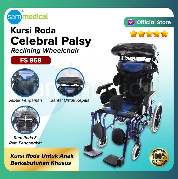 Gambar Kursi Roda Cerebral Palsy / Wheelchair rehabilitasi FS 958 Biru dari SAM MEDICAL undefined Tokopedia