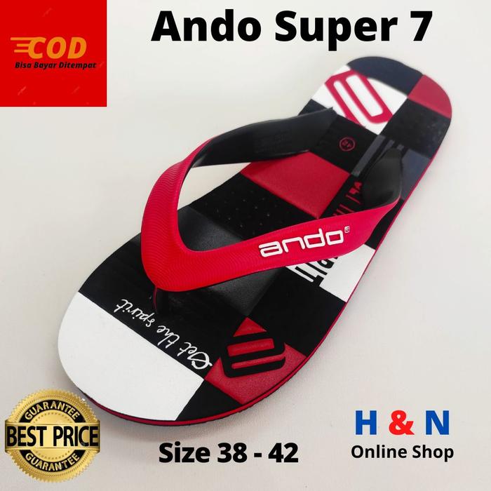 Gambar H&N Online Shop - Sandal Jepit Pria - Sendal Distro - ANDO SUPER 7 - Size 38 - 42 OBRAL - Super 7 M/Hitam, 38 dari H&N Online Shop undefined Tokopedia