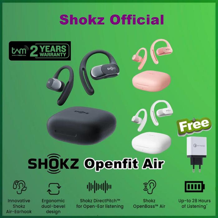 Gambar Shokz Openfit Air Open Ear Sport Headphone Open Fit Air True Wireless Earbuds - White dari Officiall Brands undefined Tokopedia