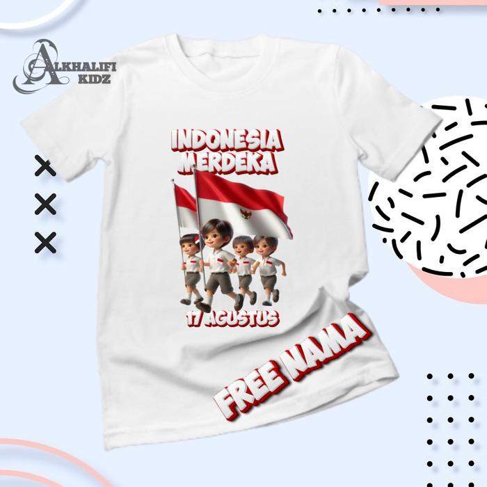 Gambar Kaos Baju Anak Bendera Merah Putih Kemerdekaan indonesia 17 Agustus - Putih, S dari Bag Store Bandung undefined Tokopedia
