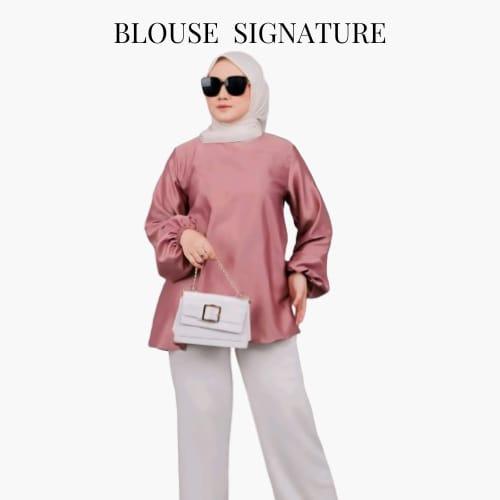 Gambar BLOUSE SIGNATURE SATIN Fashion Wanita Baju Blouse Wanita Simple Terbaru Modern - WHITE, All Size dari RSF COLLECTION 1 undefined Tokopedia