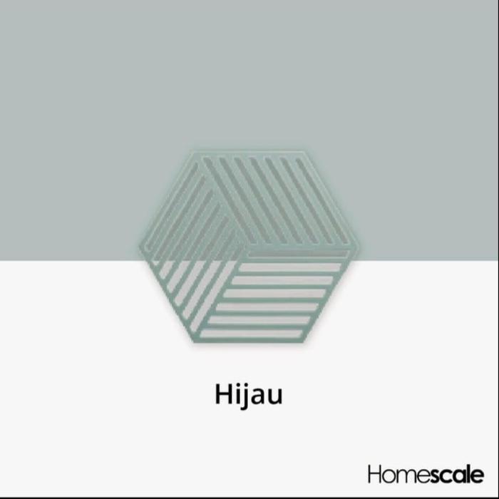 Gambar Tatakan Alas Piring Gelas Panci Bahan Anti Panas Hexagonal Bermotif - Garis Hijau dari Homescaleid undefined Tokopedia
